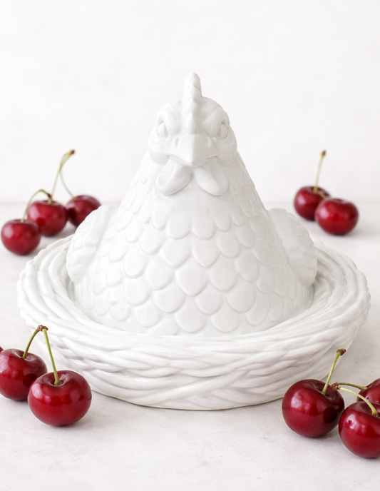 Vintage Hen on Nest 3-Wick Candle Holder