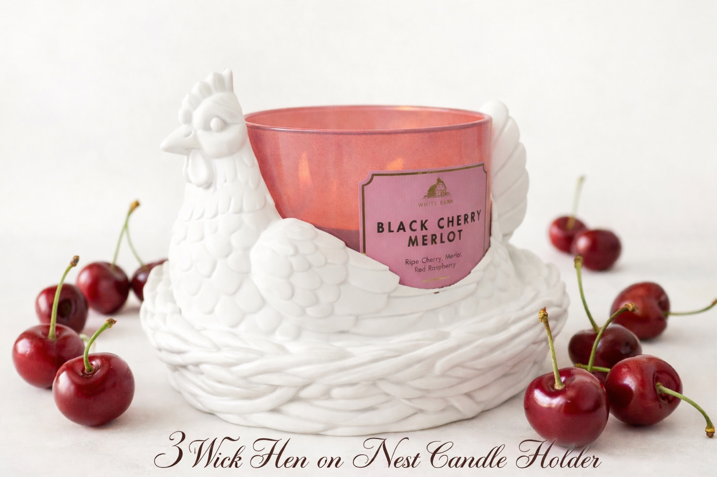 Vintage Hen on Nest 3-Wick Candle Holder