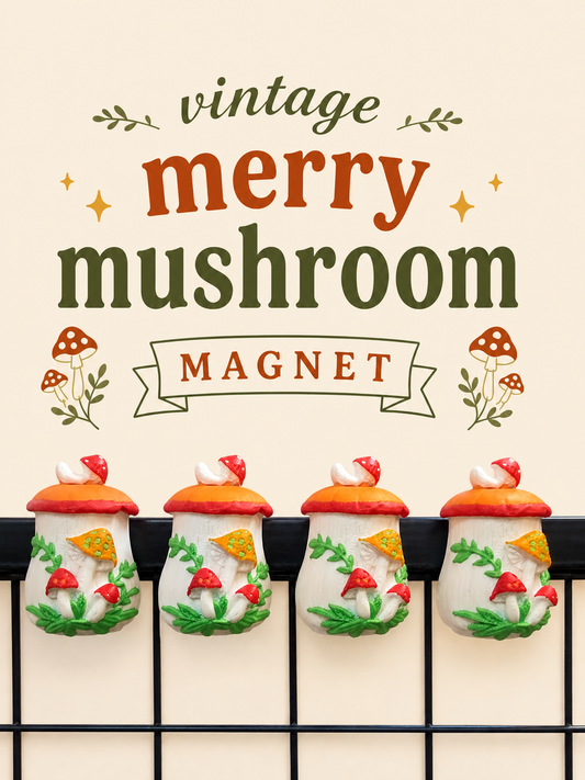 Vintage Merry Mushroom 3D Printed Magnet🍄